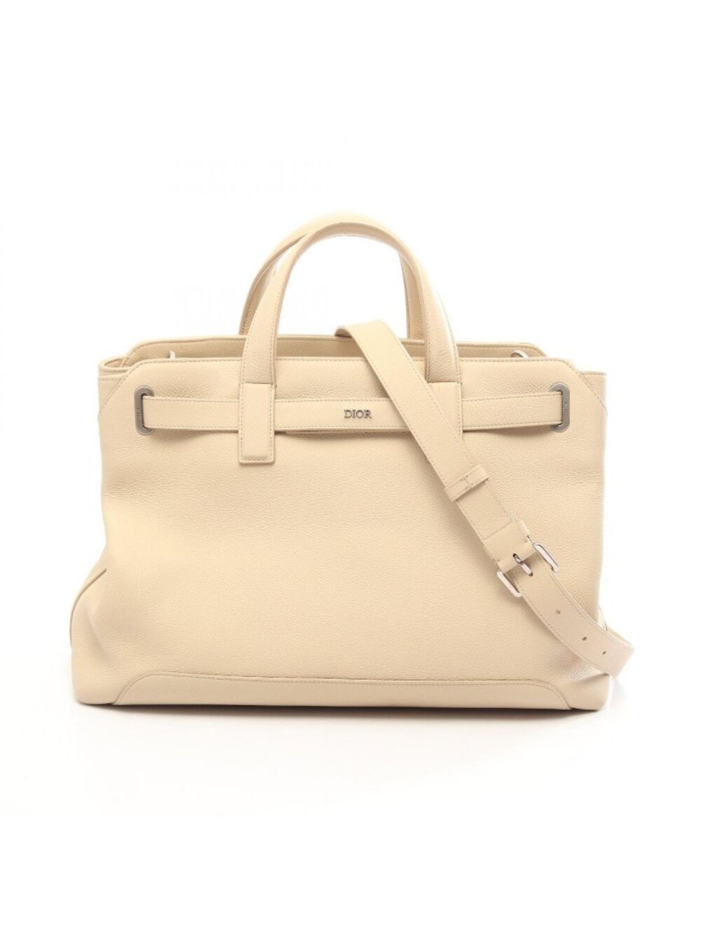 Dior Tote Bag Normandy Medium 2-Way Light Beige Leather